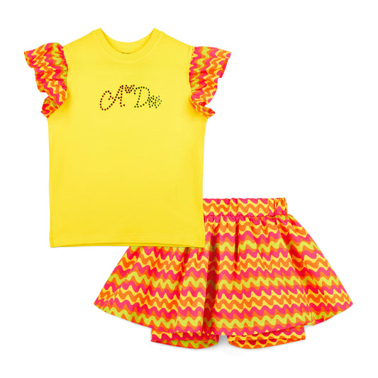 A Dee Tiffany Yellow Zig Zag Skort Set