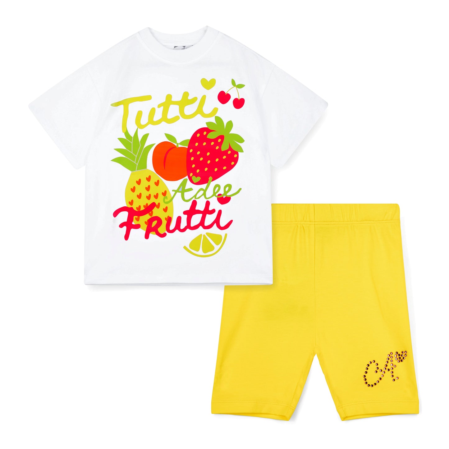 A Dee Trinity Yellow Fruit Cycle Short Set