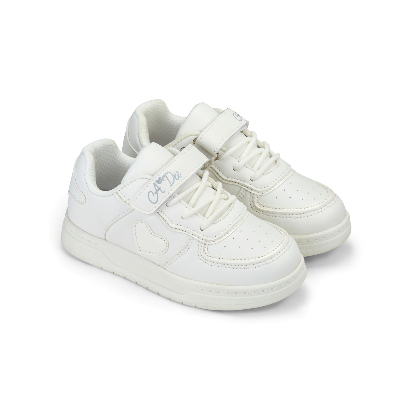 A Dee DNK White Heart Trainers