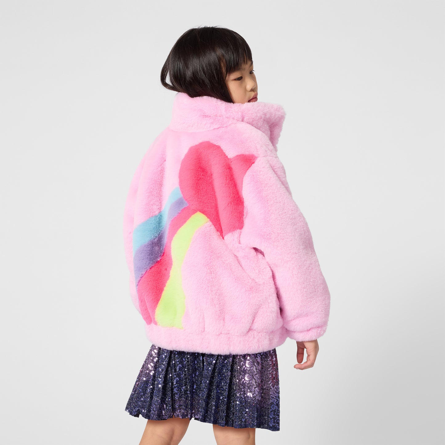 Billieblush Pink Rainbow Fluffy Jacket