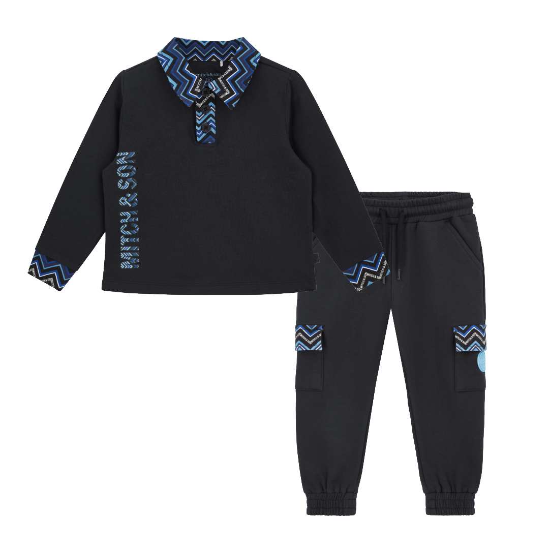 Mitch & Son Wright/Wesson Black Zig Zag Polo Set