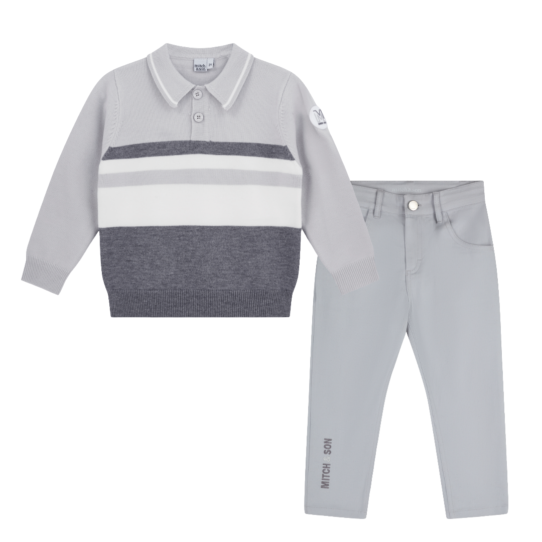 Mitch & Son Tighe/Trace Grey Knit Polo Set