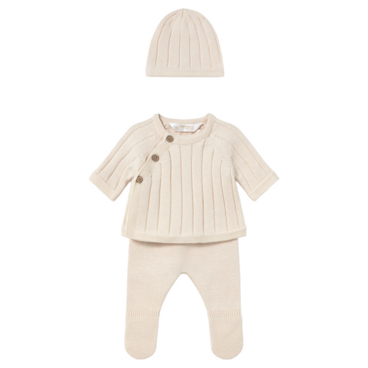 Mayoral Newborn Cream Ribbed 3pc Gift Set 2511