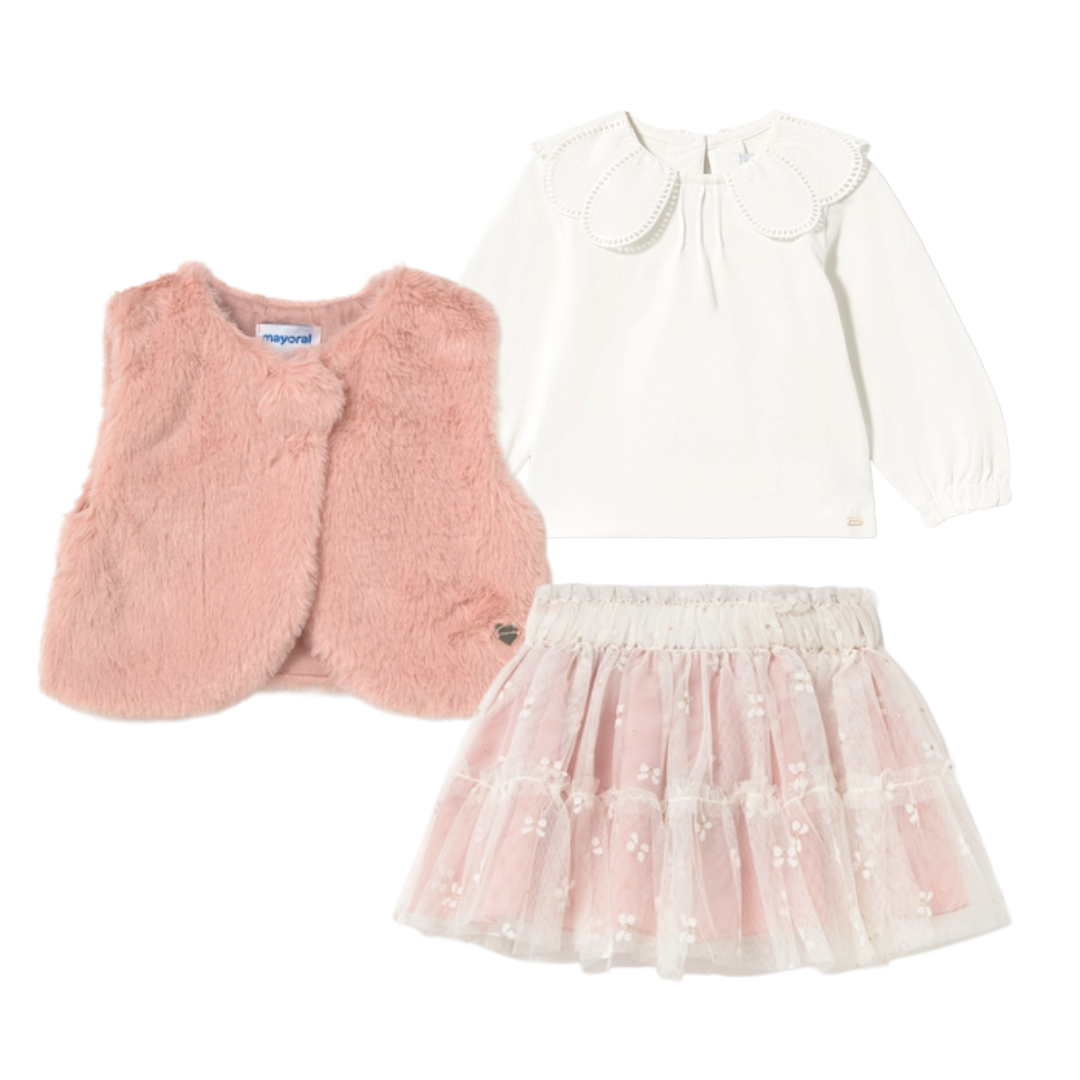 Mayoral Baby Girls Pink Tulle 3pc Skirt Set
