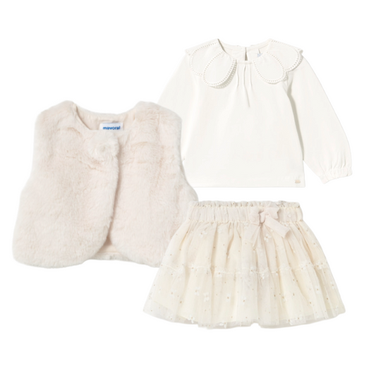 Mayoral Baby Girls Cream Tulle 3pc Skirt Set