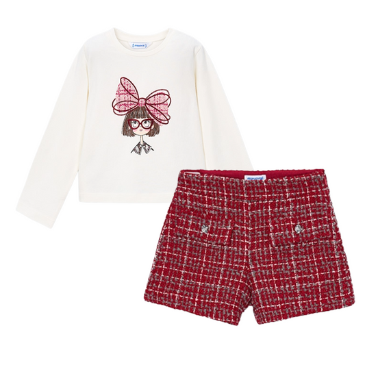 Mayoral Red Tweed Short Set