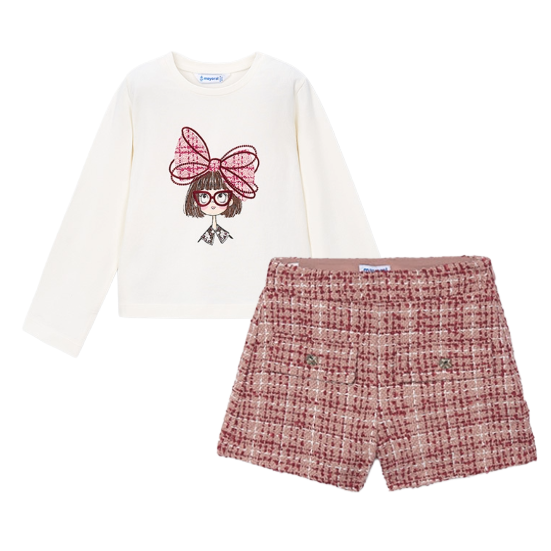 Mayoral Pink Tweed Short Set