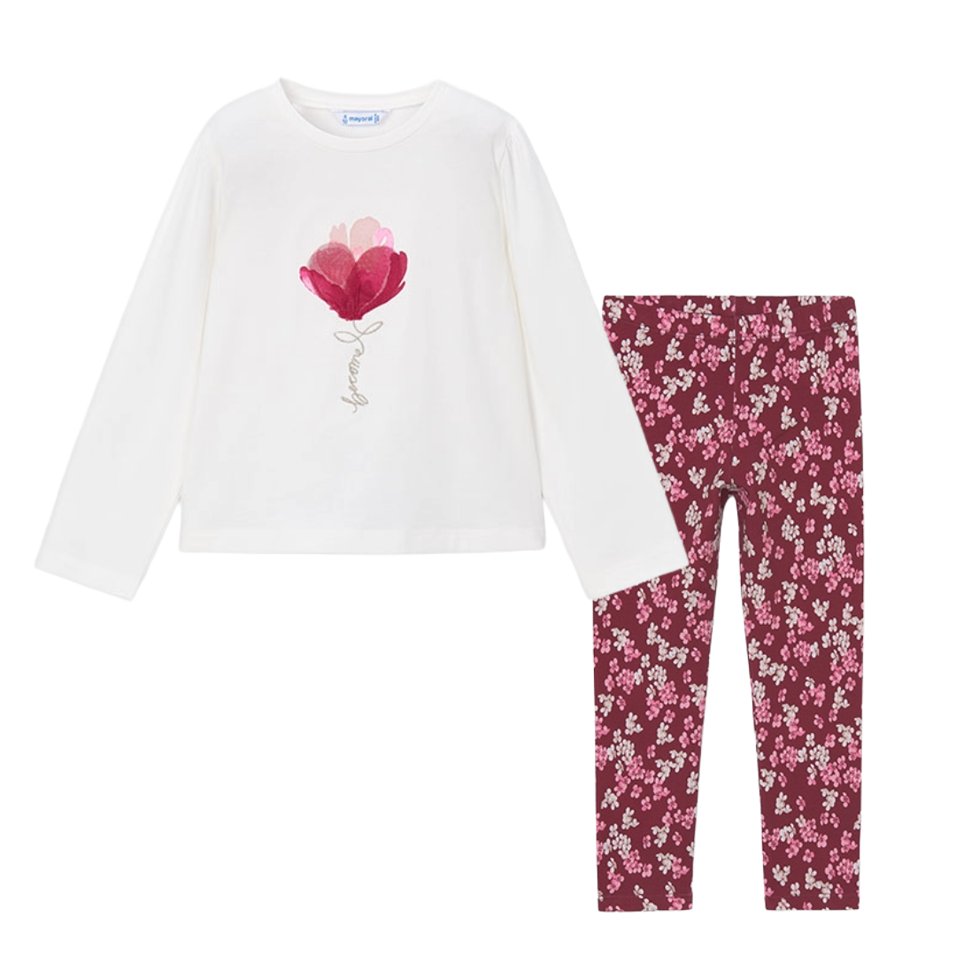 Mayoral Raspberry Floral Legging Set
