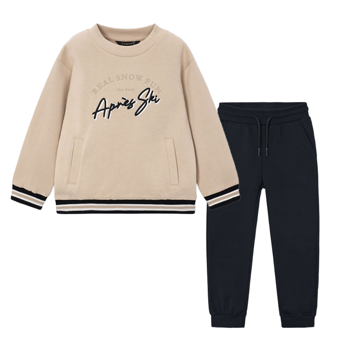 Mayoral Stone & Black Logo Tracksuit