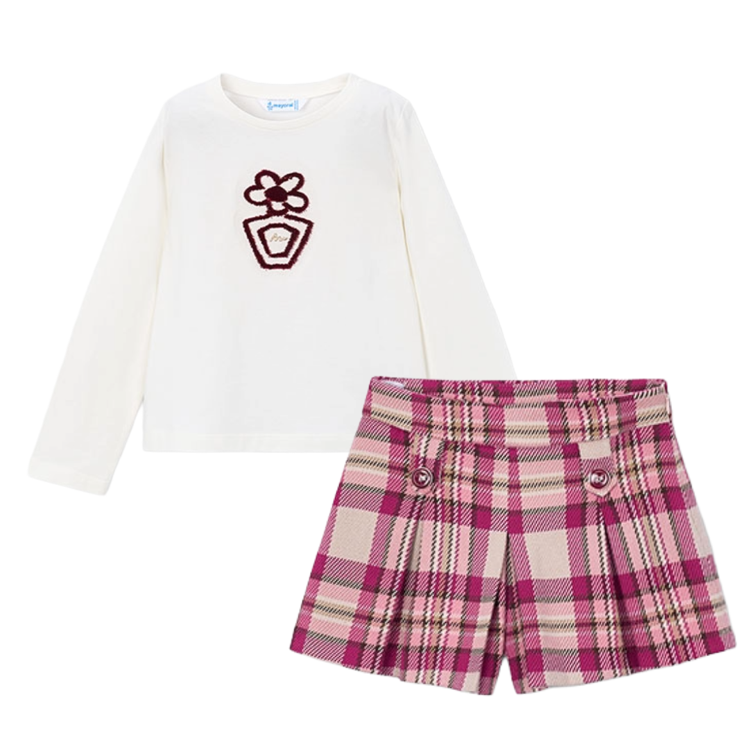 Mayoral Red Tartan Skort Set
