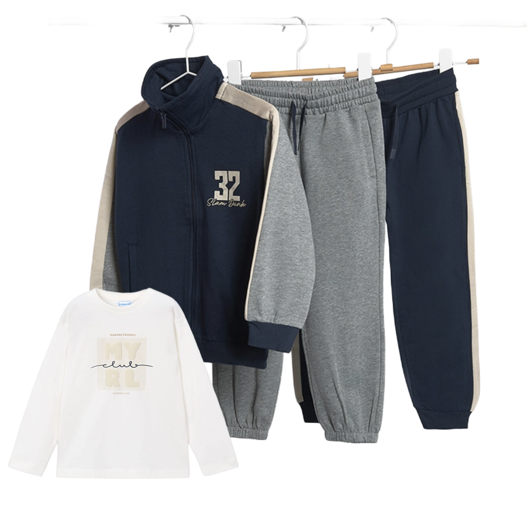 Mayoral Navy & Grey 4pc Zip Tracksuit