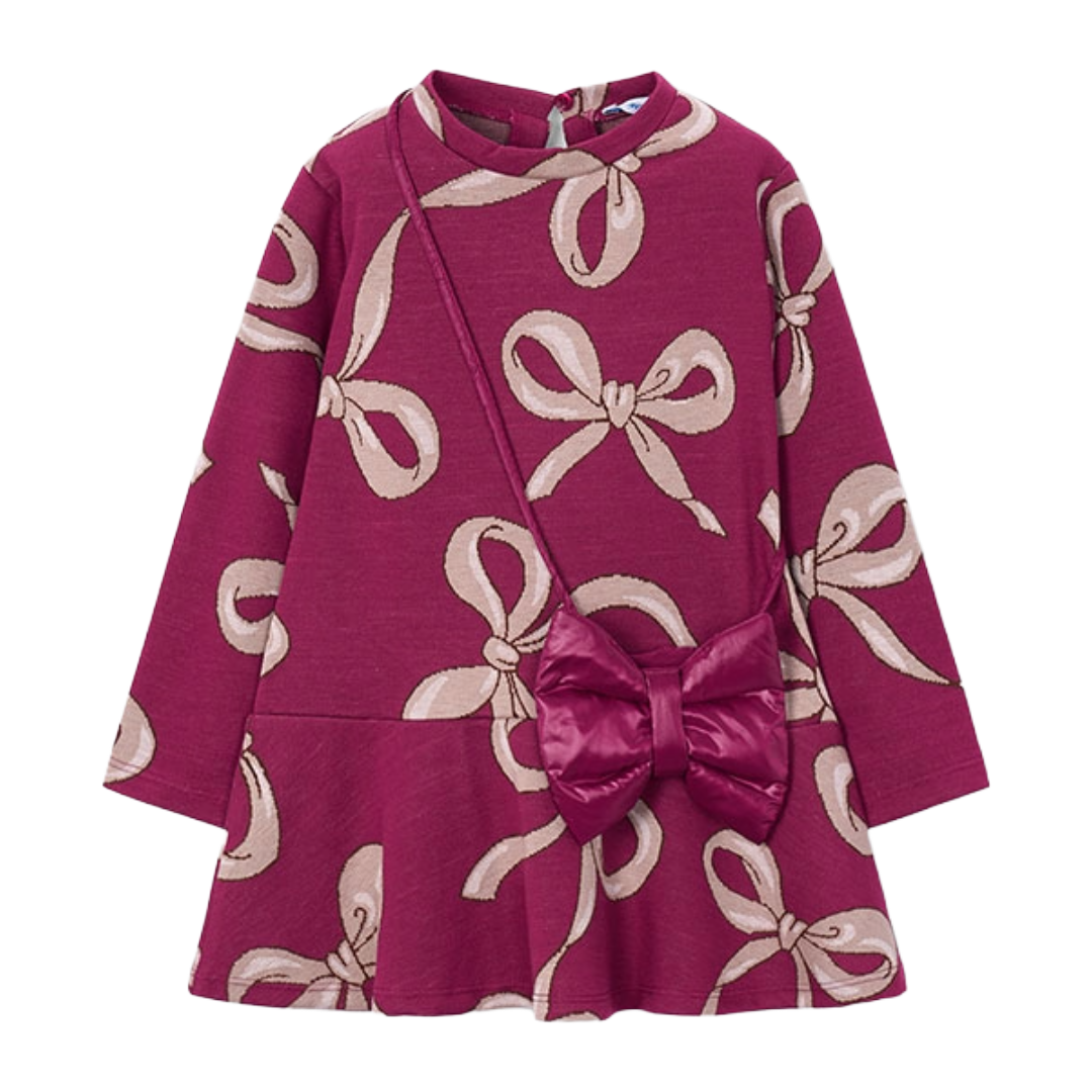 Mayoral Burgundy Bow & Bag Dress