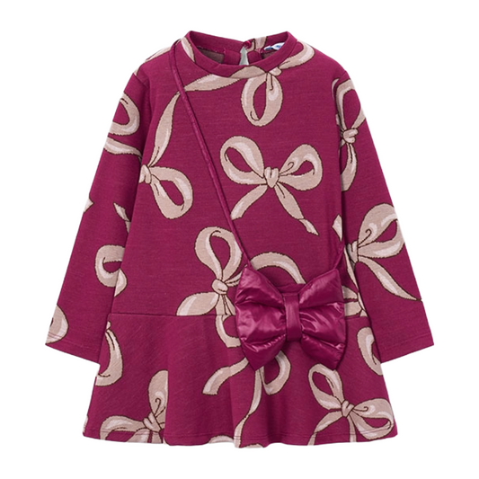 Mayoral Burgundy Bow & Bag Dress