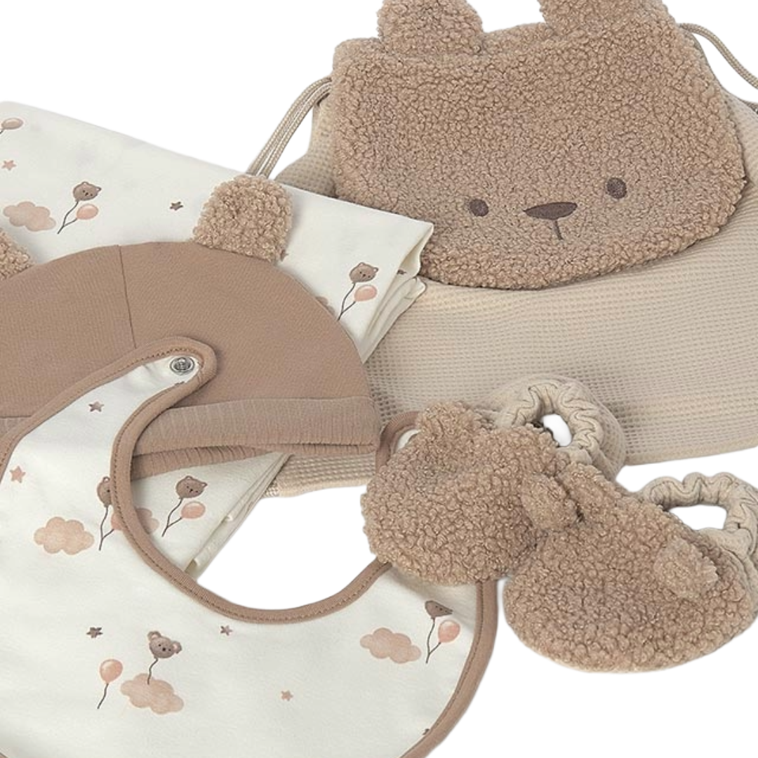 Mayoral Newborn Neutral Hat Bib Booties Blanket & Bag Set 9152