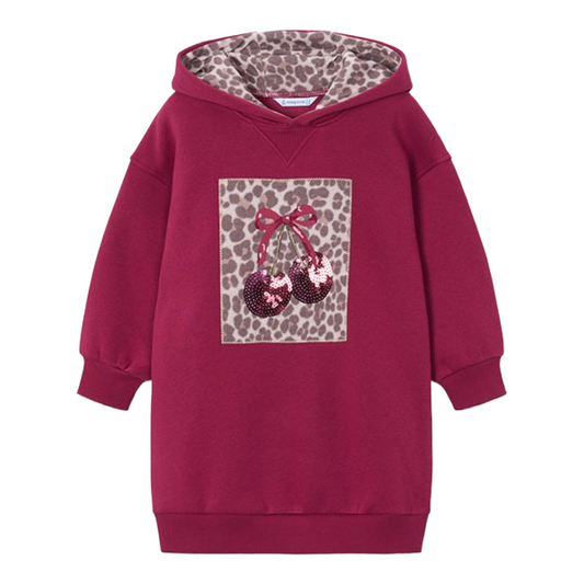 Mayoral Burgundy Leopard Hooded Dress