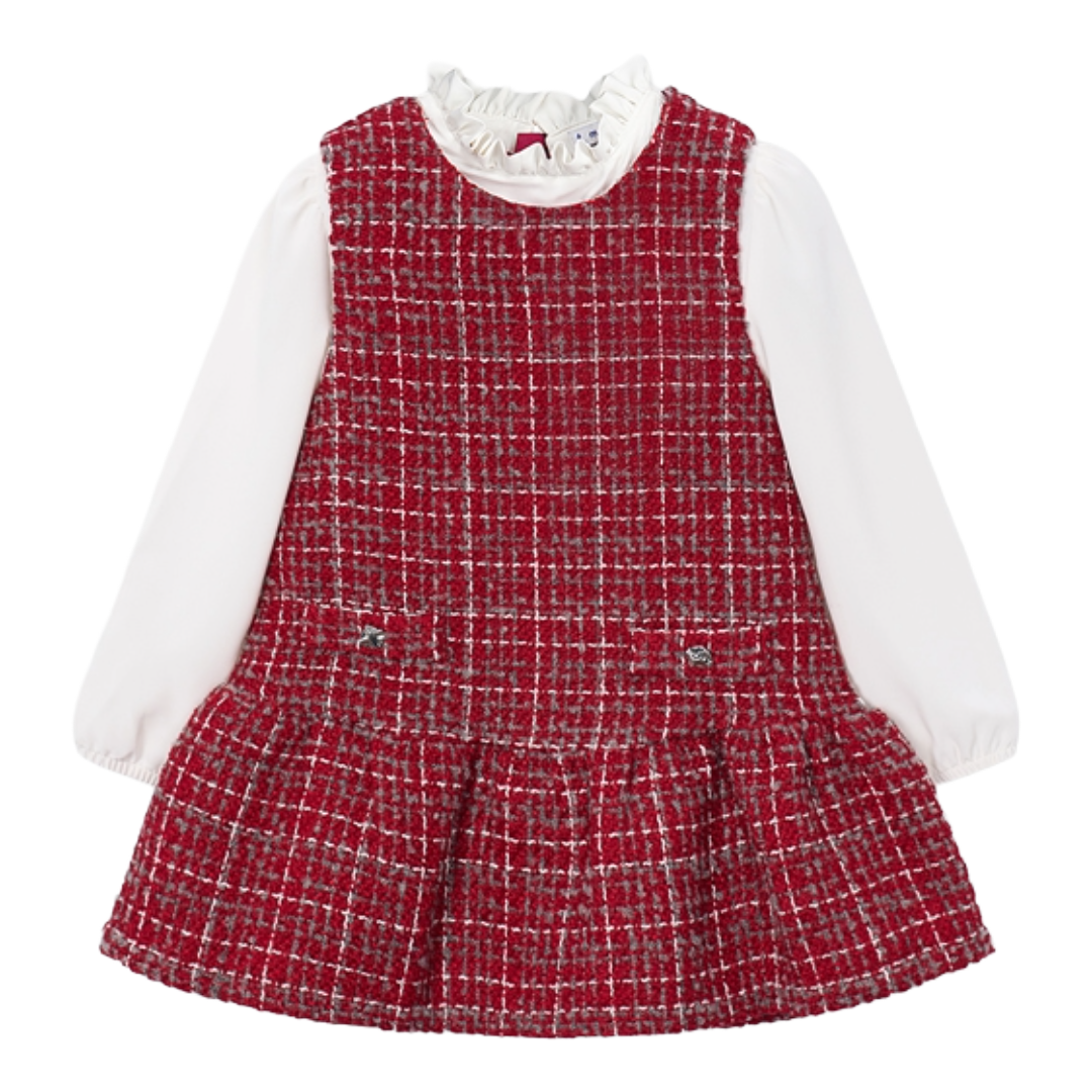Mayoral Red Tweed Pinafore Dress