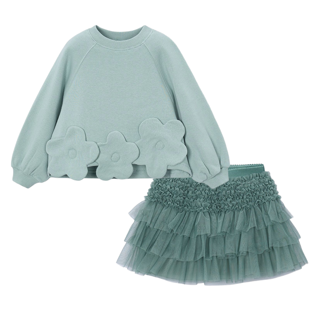 Mayoral Green Tulle Skirt Set