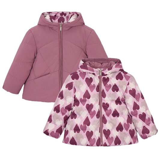Mayoral Mauve Heart Reversible Coat