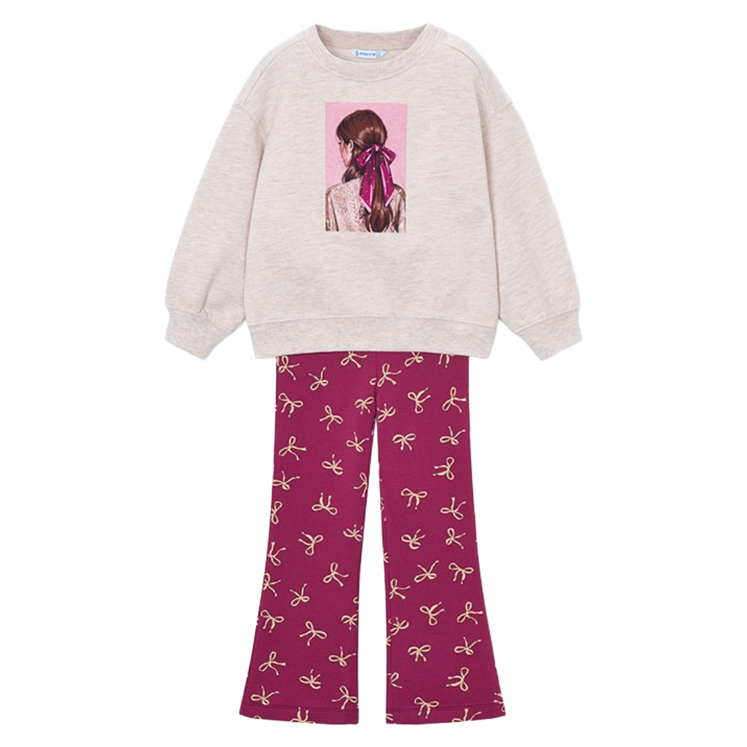 Mayoral Burgundy Girl Bow Flare Set