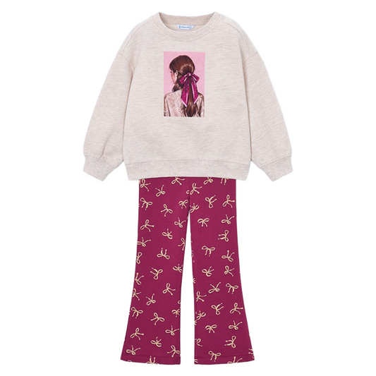 Mayoral Burgundy Girl Bow Flare Set