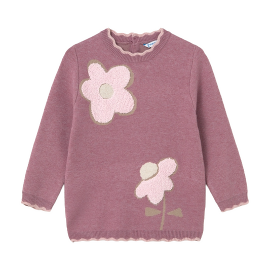 Mayoral Baby Girls Mauve Flower Knit Dress