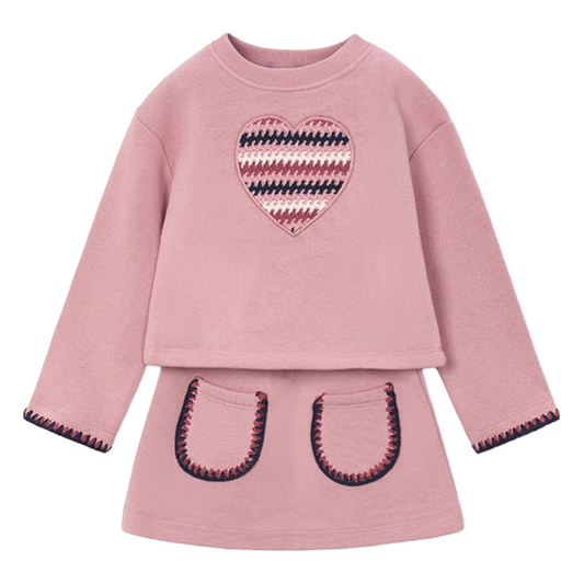 Mayoral Pink Heart Pocket Skirt Set