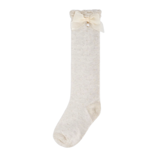 Mayoral Cream Tulle Bow Knee Socks