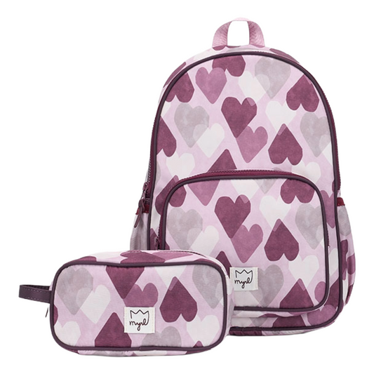 Mayoral Mauve Heart Backpack & Pencil Case