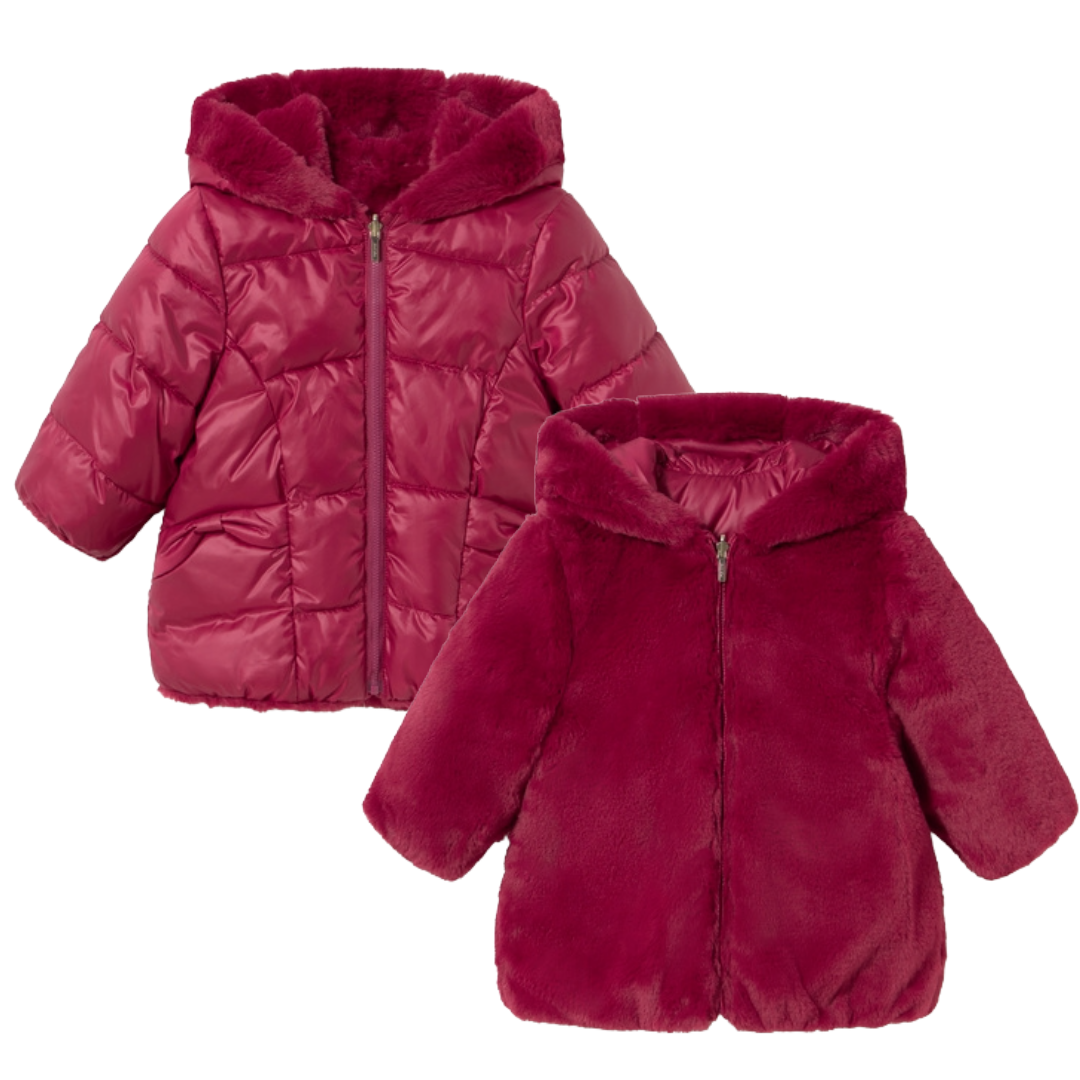 Mayoral Baby Girls Burgundy Reversible Coat