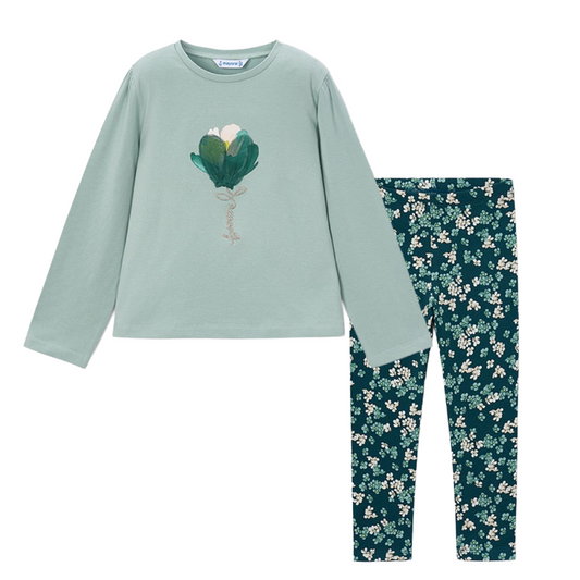 Mayoral Green Floral Legging Set
