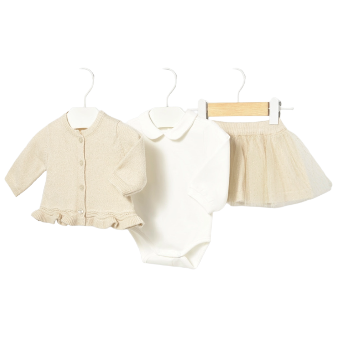 Mayoral Newborn Cream Tulle 3pc Skirt Set 2811