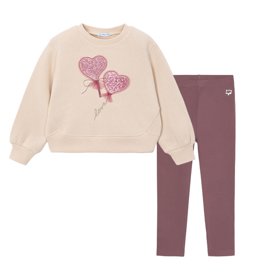 Mayoral Mauve Heart Sequin Legging Set