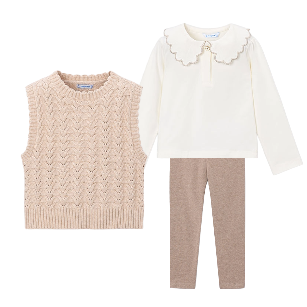 Mayoral Knitted Vest 3pc Legging Set