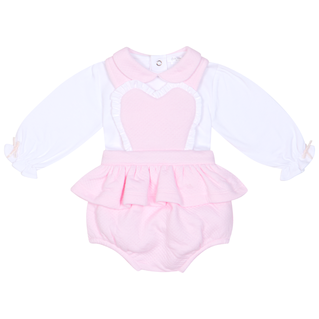 Deolinda Pink Heart Dungaree Set 26729