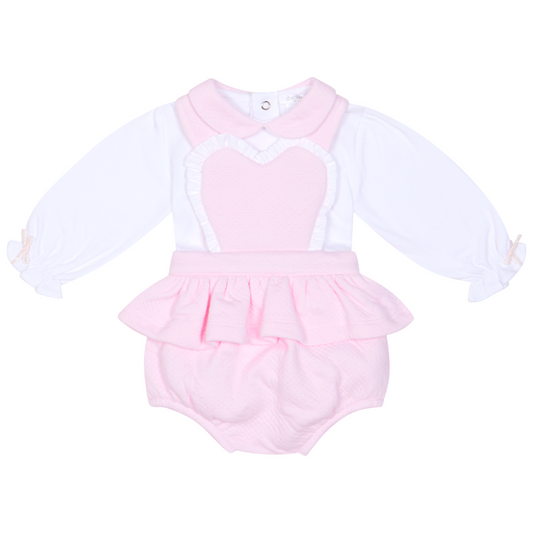 Deolinda Pink Heart Dungaree Set 26729