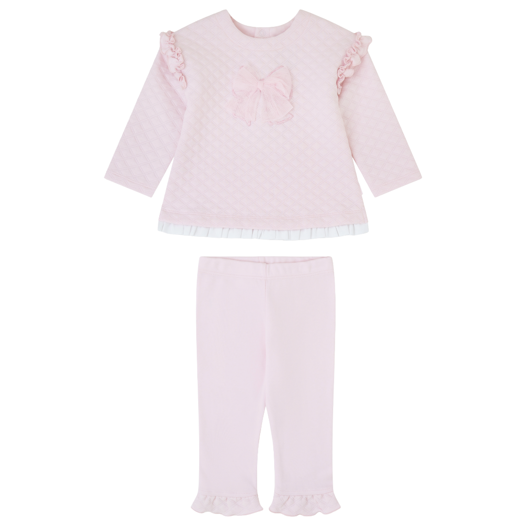 Tutto Piccolo Pink Quilted Bow Legging Set 2737