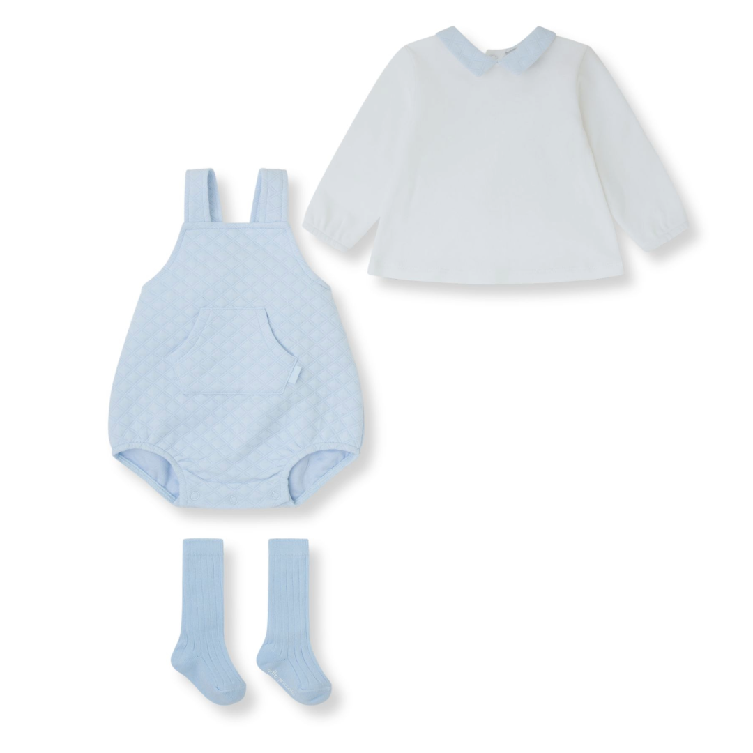 Tutto Piccolo Blue Quilted Romper & Socks Set 2770