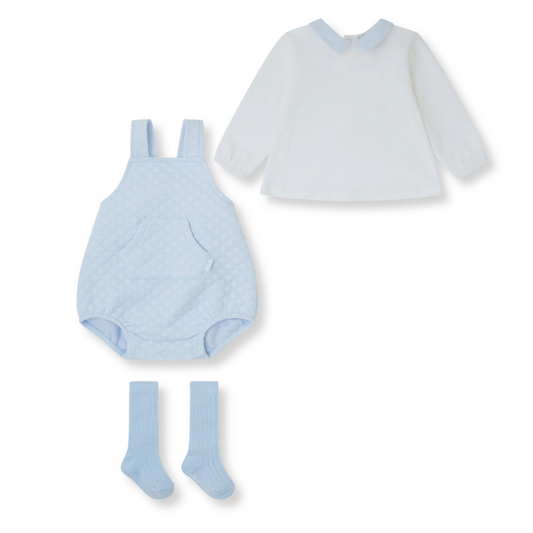 Tutto Piccolo Blue Quilted Romper & Socks Set 2770