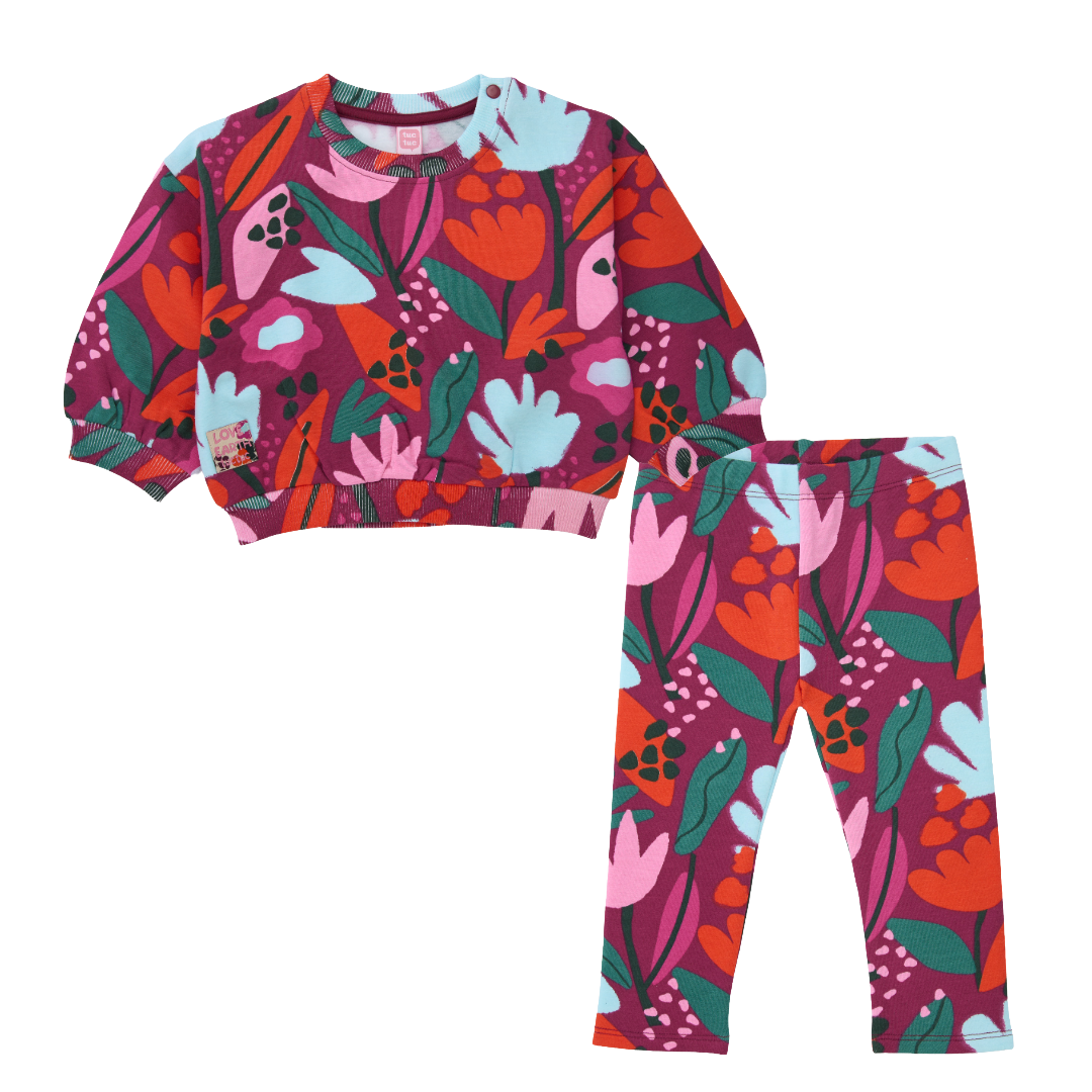 Tuc Tuc Burgundy Floral Sweater Legging Set