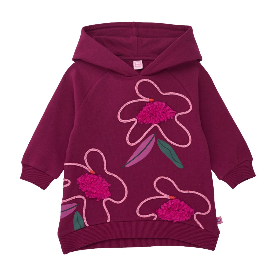 Tuc Tuc Burgundy Floral Hooded Dress