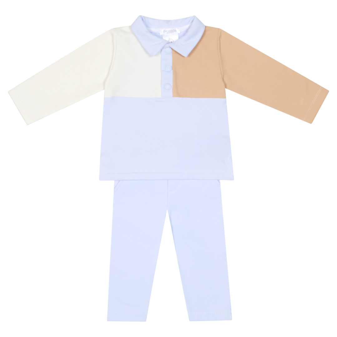 Deolinda Pale Blue & Beige Polo Set 26719