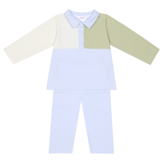 Deolinda Pale Blue & Sage Green Polo Set 26719