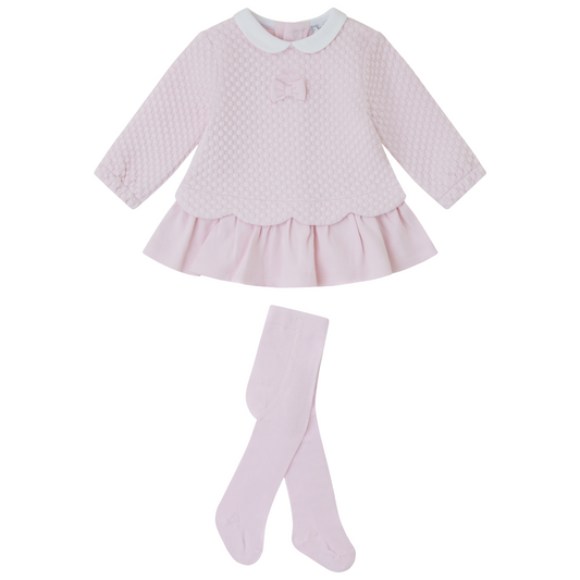 Tutto Piccolo Pink Quilted Bow Dress & Tights 2285