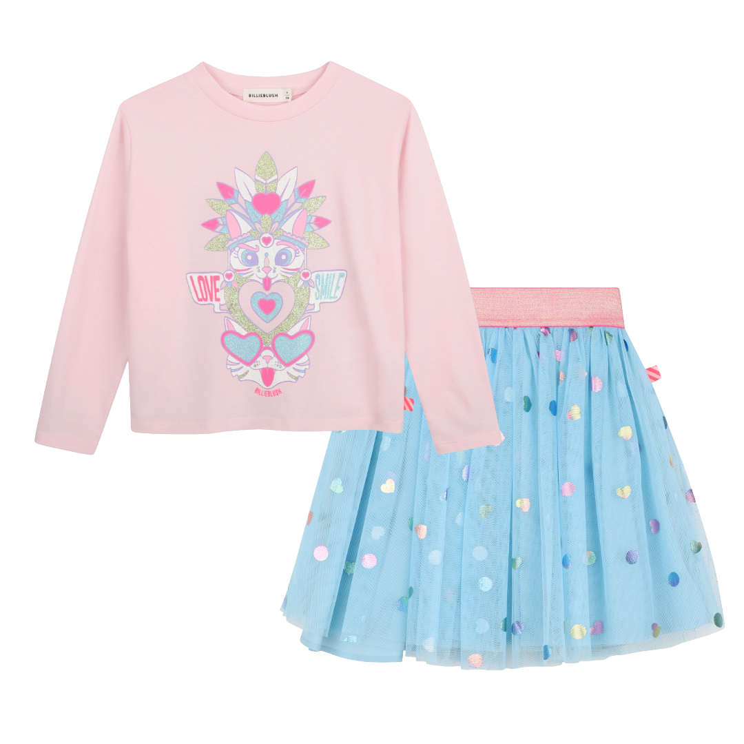 Billieblush Pink & Blue Tulle Skirt Set