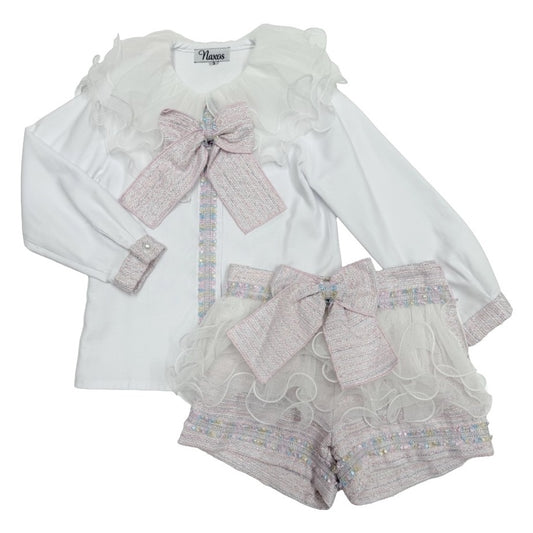 Naxos Pink Multicolour Tweed Short Set