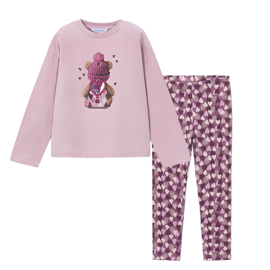 Mayoral Mauve Heart Teddy Legging Set