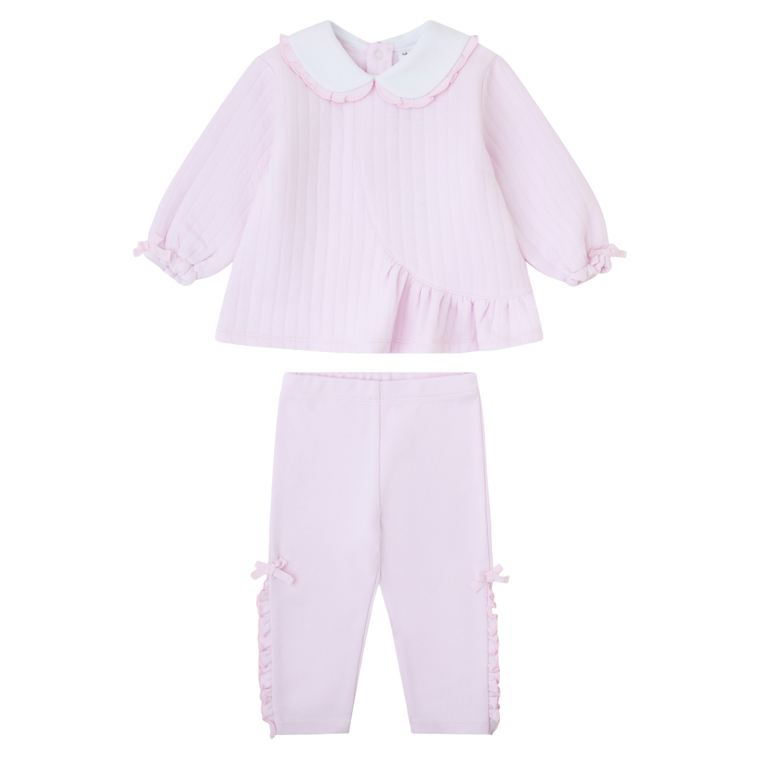 Tutto Piccolo Pink Quilted Frill Legging Set 2738