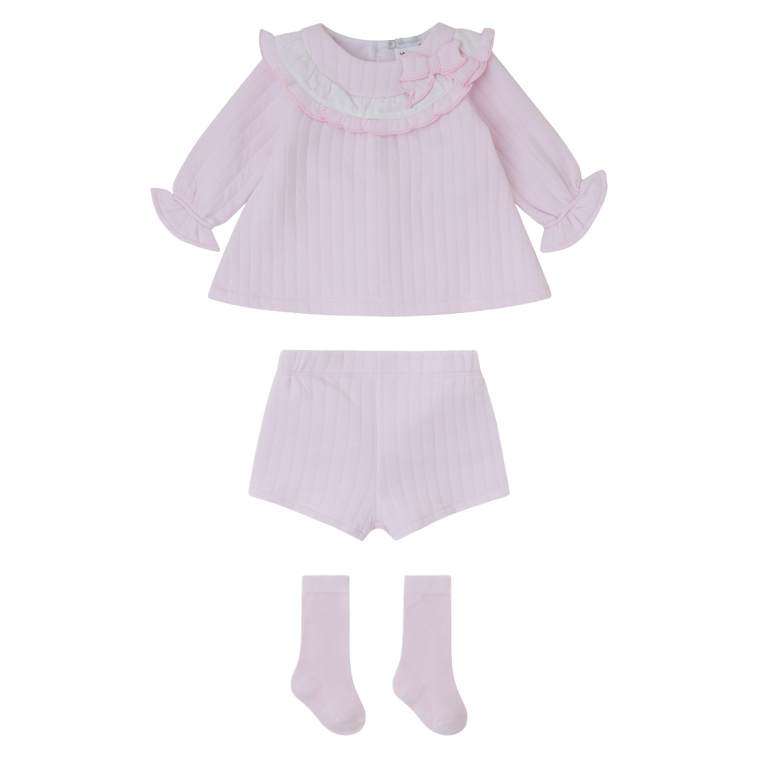Tutto Piccolo Pink Quilted Short Set & Socks 2283