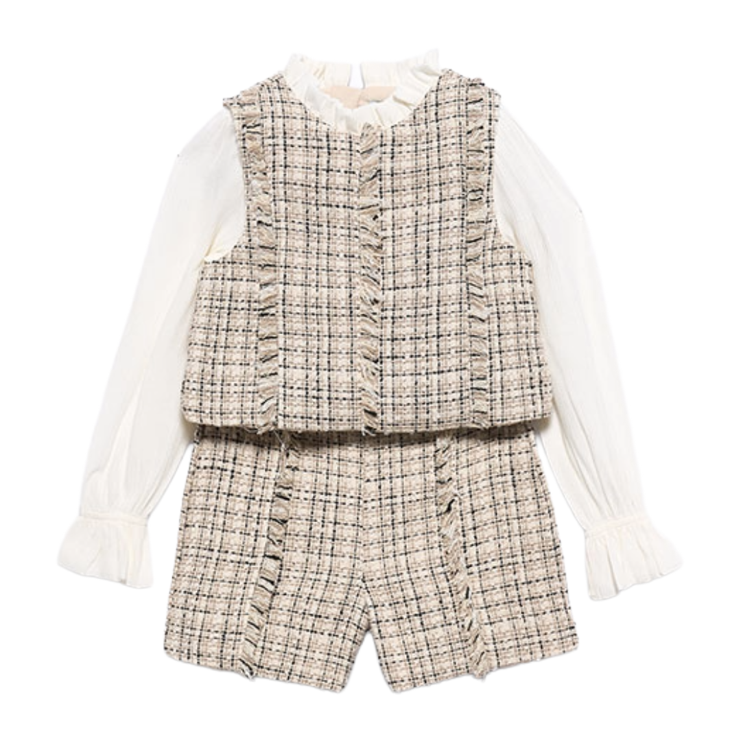 Abel & Lula Beige Tweed Short Set