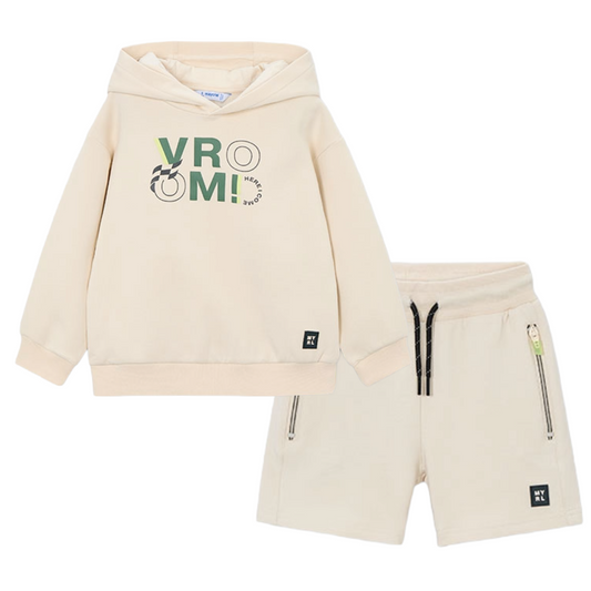 Mayoral Cream Hoodie Short Set